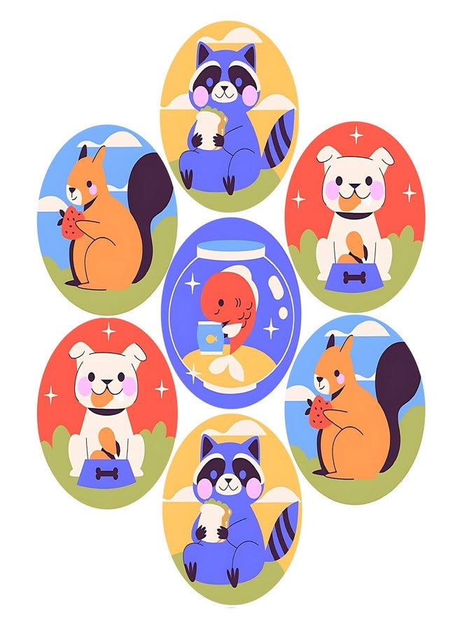 SLGIFT Vinyl Cute Animal Theme Sticker, Self-Adhesive Vinyl Stickers, 40 Pieces, 2 x 2 Inches Round Sticker, 4 Unique Designs, R174 - Image 1